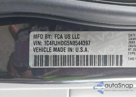 2022 Jeep Grand Cherokee Overland 4X4 z USA, uszkodzony, nr VIN 1C4RJHDG5N8544397